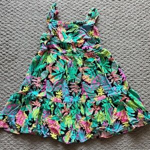 Cat & Jack Tropical Leaf Print Dress in Green, Pink, Yellow, Blue